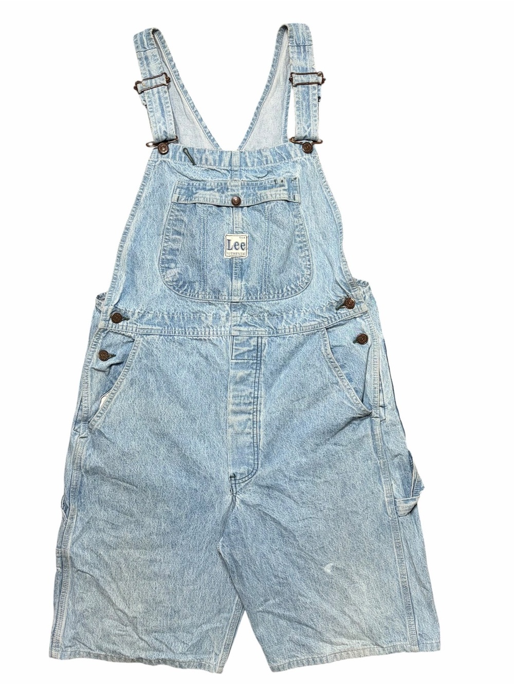 Vintage 90s Lee Denim Short Overalls Retro Boho Casual Size L